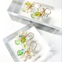 Green garnet×Blue Zircon×Pearl/ピアス イヤリング