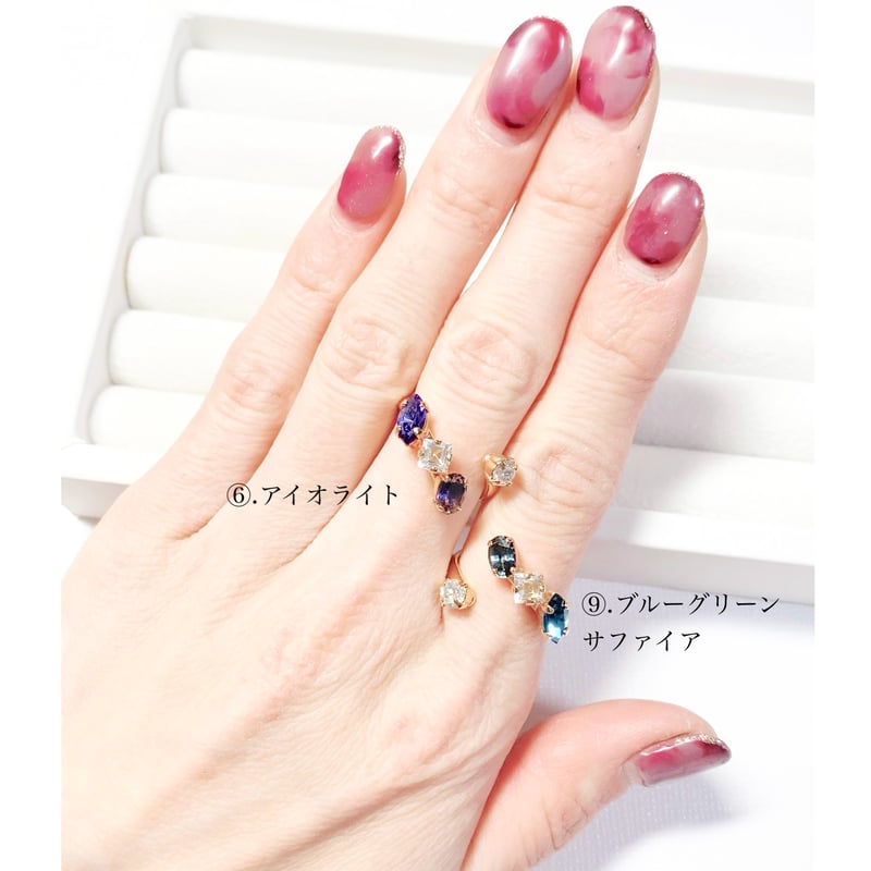 coffret gemstones/フォークリング 11号〜12号(✣ゴールドカラー coffret gemstones/フォークリング 11号〜12号(✣ゴールドカラー