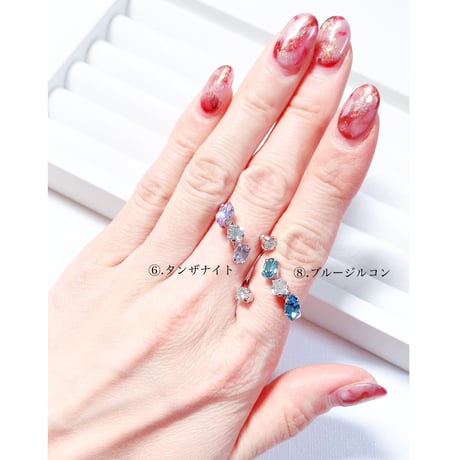 coffret gemstones/フォークリング 11号〜12号(✣シルバーカラー金具)