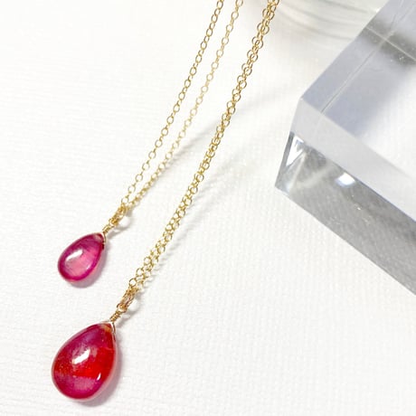 Pink orange sapphire/14kgfネックレス