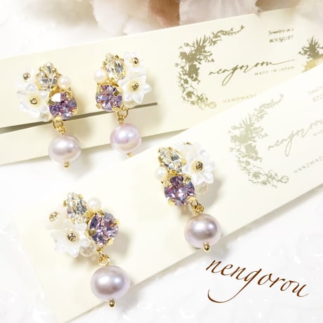primevère pearl/ピアス イヤリング(✣ラベンダー)
