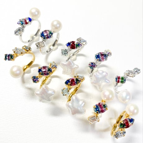 Iris glass/リング(約11号〜12号 シルバーカラー金具＆ゴールドカラー金具)