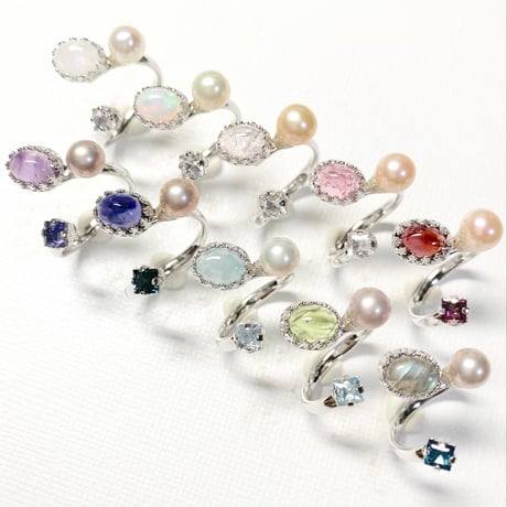 Candy gemstones/フォークリング 11号〜12号(✣シルバーカラー金具)