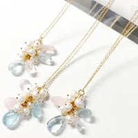 aquamarine&morganite＆pearl/14kgfネックレス