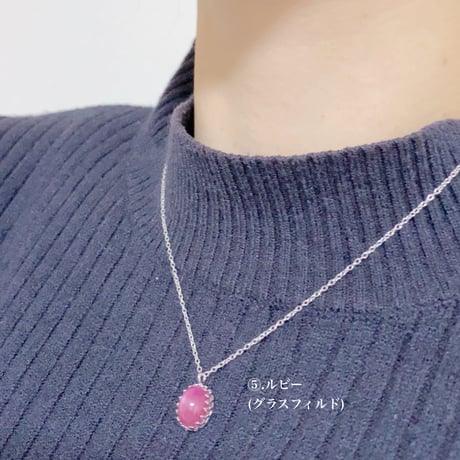 oval gemstones/silver925ネックレス