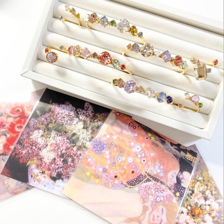 ルノワール〖花のブーケ〗/バングル＆フォークリング(✣ゴールカラー金具 バングル約14cm リング約11号〜12号)