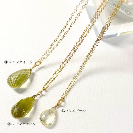 Lemon Quartz＆Heliodor/14kgfネックレス