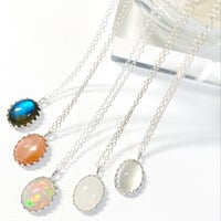 oval gemstones/silver925ネックレス