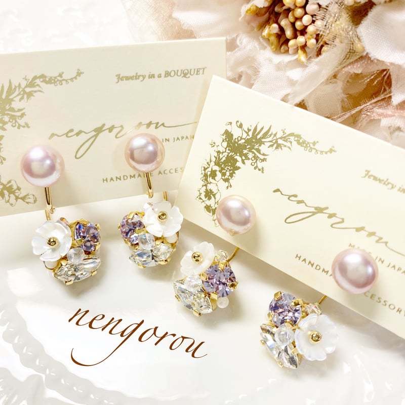 marguerite pearl/ピアス イヤリング(✣ラベンダー) | nenenjewelry