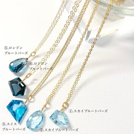Blue topaz/14kgfネックレス