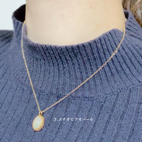 oval gemstones/14kgfネックレス