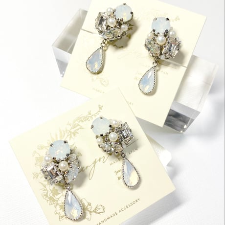 ovale Bijoux/ピアス イヤリング(✤ホワイトオパール)