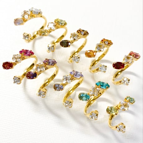 coffret gemstones/フォークリング 11号〜12号(✣ゴールドカラー金具)