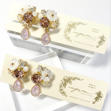 Drop clover Bijoux/ピアス イヤリング (✣ラベンダーローズ)