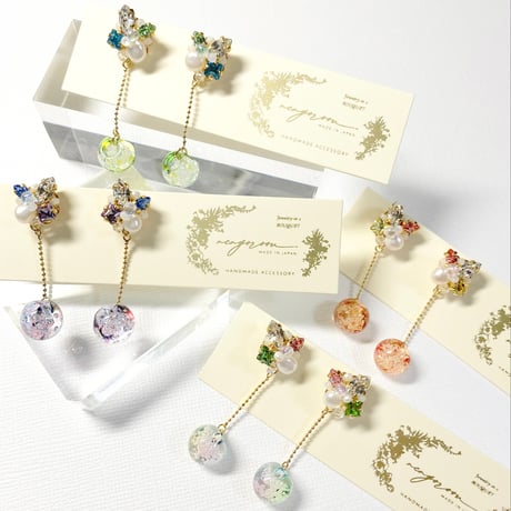 pluie/ピアス イヤリング(✣アジサイカラー)