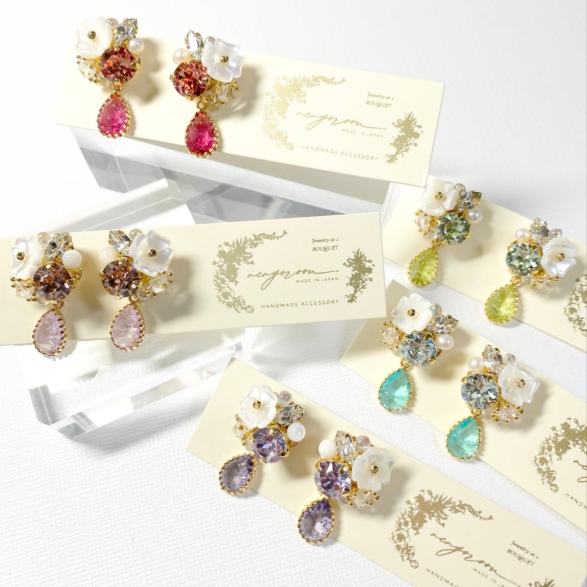 SOLD 015 ミントグリーン 貝殻 バイカラーピアス イヤリング ゴールド Drop clover Bijoux/ピアス イヤリング (✣ミントブルー) | nenenj