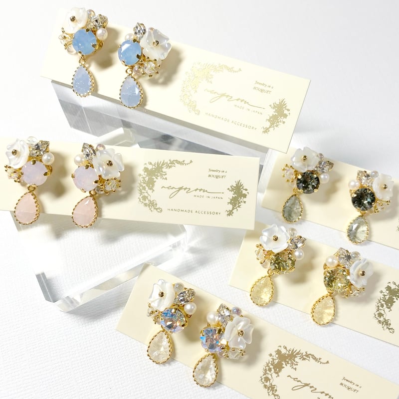 Drop clover Bijoux/ピアス イヤリング (✣オーロラクリア) | nenen