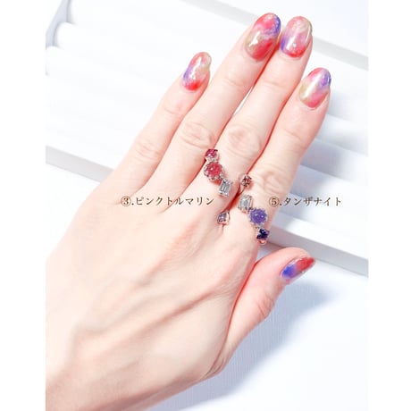 coffret gemstones/フォークリング 11号〜12号(✣シルバーカラー金具)