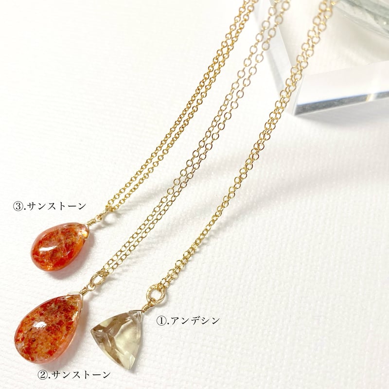 Sun stone＆Andesine/14kgfネックレス | nenenjewelry