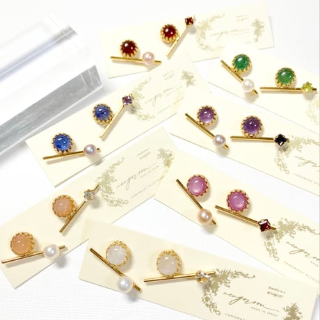 Twig gemstones/ピアス イヤリング (✣ゴールドカラー金具)