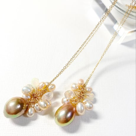 Baroque Pearl＆Ethiopia Opal/14kgfネックレス