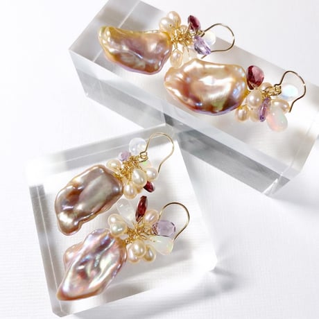 Baroque Pearl×Gemstone /ピアス イヤリング
