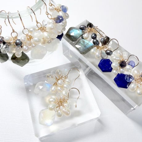 Moon stone×Pearl/ピアス イヤリング