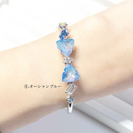 Ribbon bangle/バングル 約14cm (✣シルバーカラー金具)