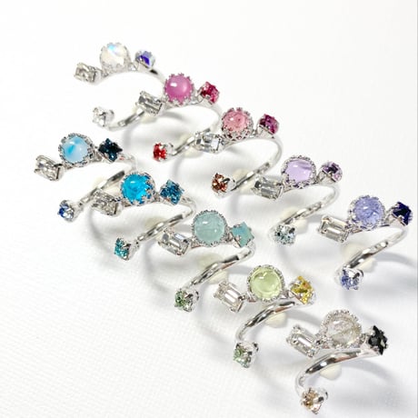 coffret gemstones/フォークリング 11号〜12号(✣シルバーカラー金具)