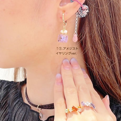 Concave Cut gemstones/ピアス イヤリング