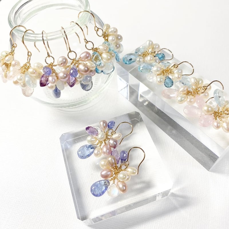 【おもちママ♡プロフ確認願い♥様】おまとめ4点　ゆめかわカラーのひらひらピアス おもちママ♡プロフ確認願い♥様】おまとめ4点 ゆめかわカラーの