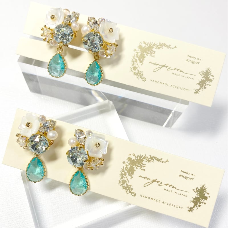 Drop clover Bijoux/ピアス イヤリング (✣ミントブルー) | nenenj