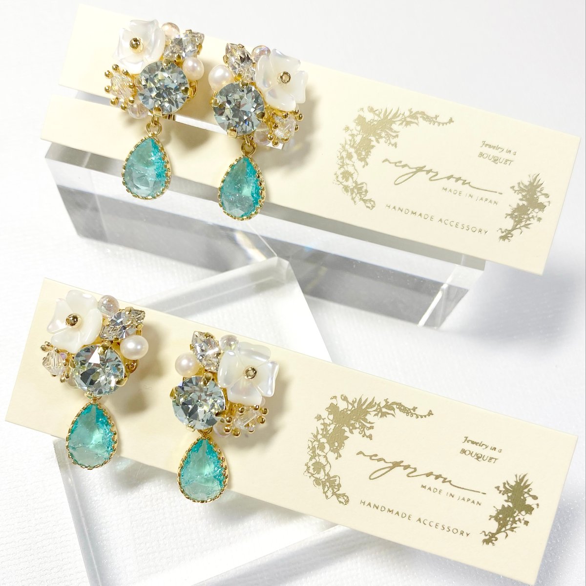 Drop clover Bijoux/ピアス イヤリング (✣ミントブルー) | nenenj