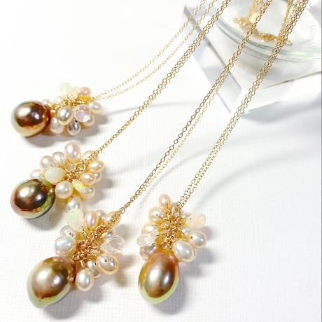 Baroque Pearl＆Ethiopia Opal/14kgfネックレス