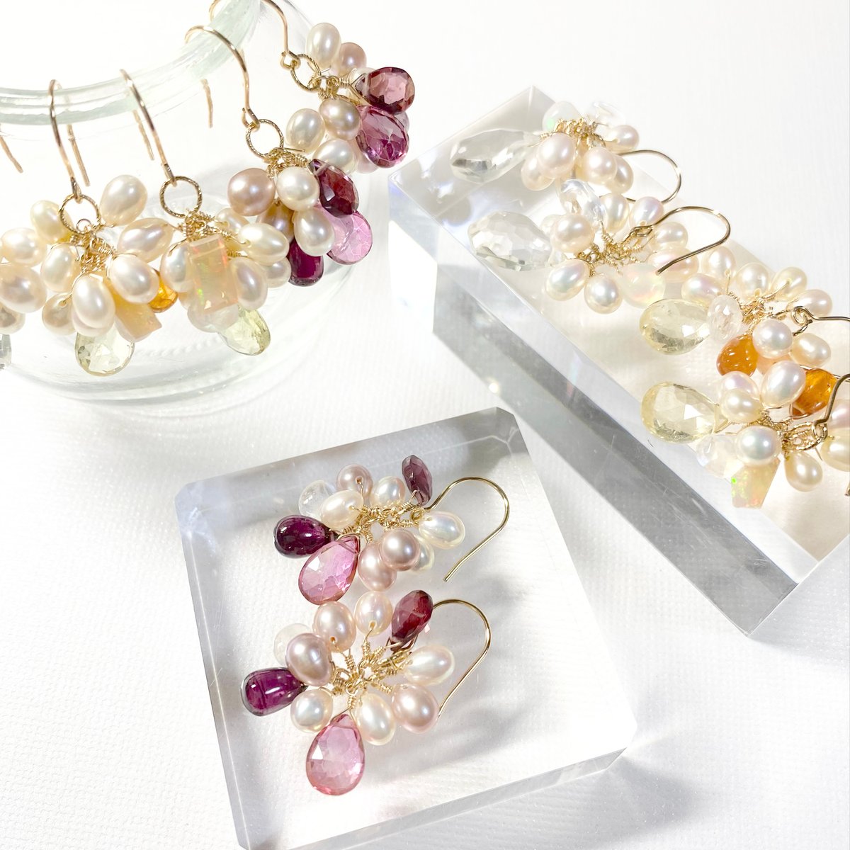 Quartz×Opal×Pearl/ピアス イヤリング | nenenjewelry