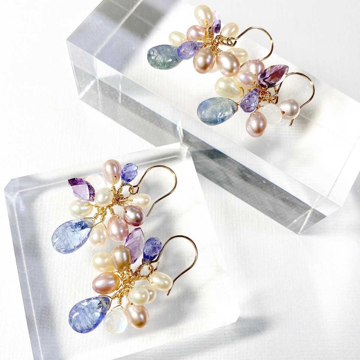 【TATIANA】Opal Luminous Earring EC3158〜ピアス★韓国発 Tanzanite×Amethyst×Pearl/ピアス イヤリング | nenenjewelry