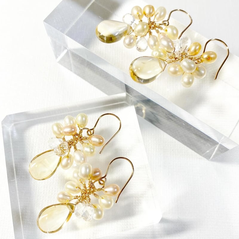 no.4064　ribbon＊perl　14kgfピアス/イヤリング Numbering Ribbon Stud Earrings #7118 4BFT315 (Numbering