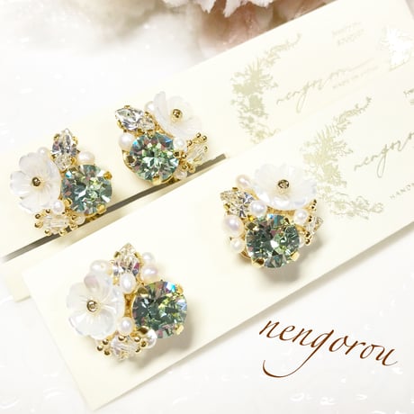 cerisier Bijoux/ピアス イヤリング(✣リーフグリーン)