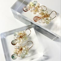 Andesine×Green amethyst×Pearl/ピアス イヤリング