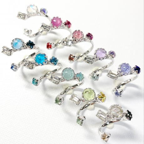 coffret gemstones/フォークリング 11号〜12号(✣シルバーカラー金具)