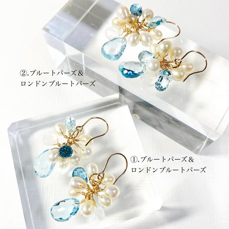 Bluetopaz×Pearl/ピアス イヤリング
