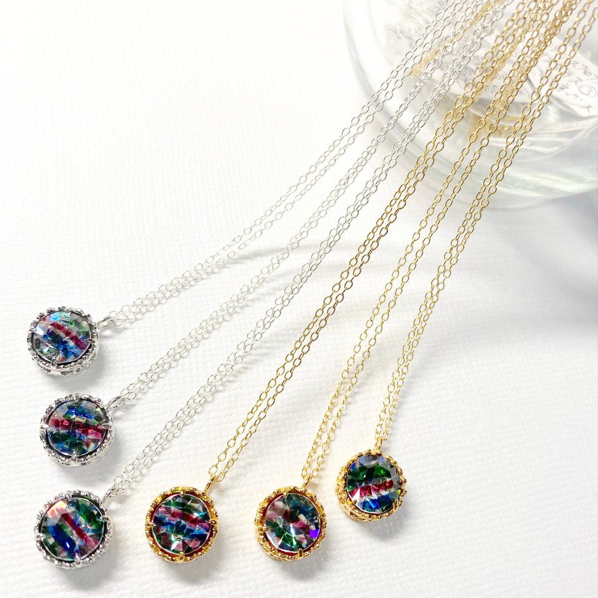 【4月中〆】 アイリスガラス ネックレス nichi nichi Iris glass/(silver925+14kgp&silver925ネックレス) | n