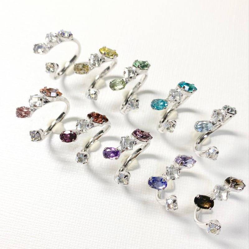 coffret gemstones/フォークリング 11号〜12号(✣シルバーカラー金具) |