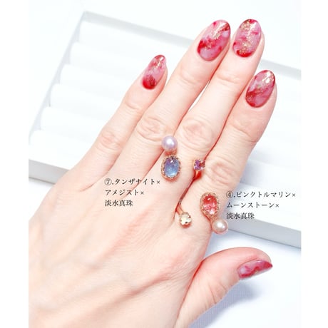 Candy gemstones/フォークリング 11号〜12号(✣ゴールドカラー金具)
