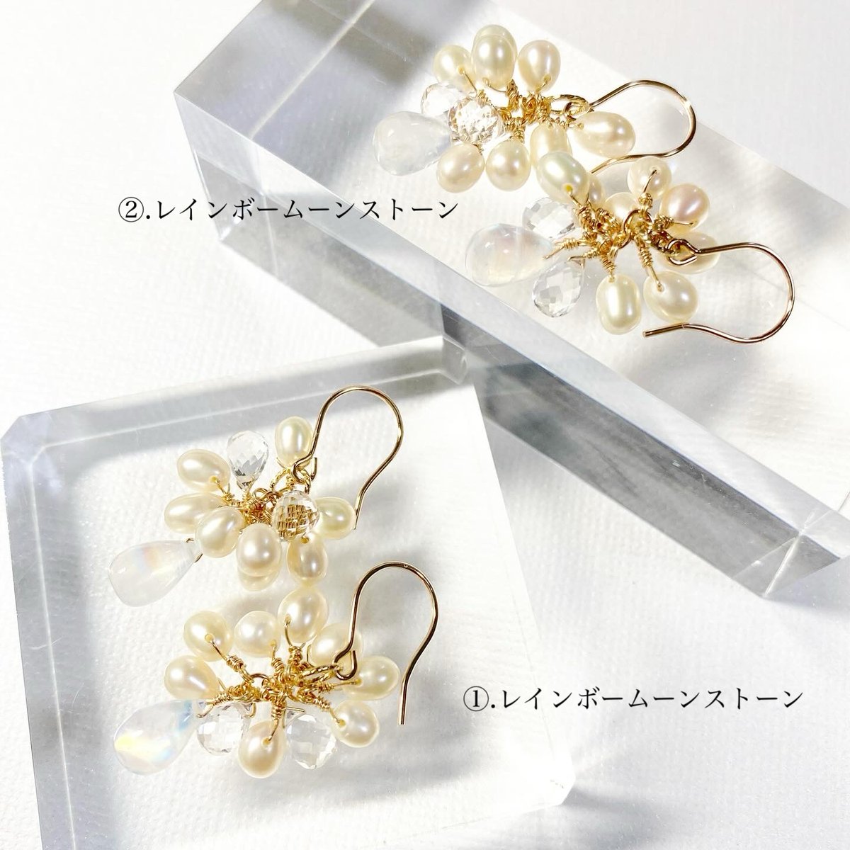 ポメころび様 No.325 14kgf☆レインボークォーツのピアス ポメ