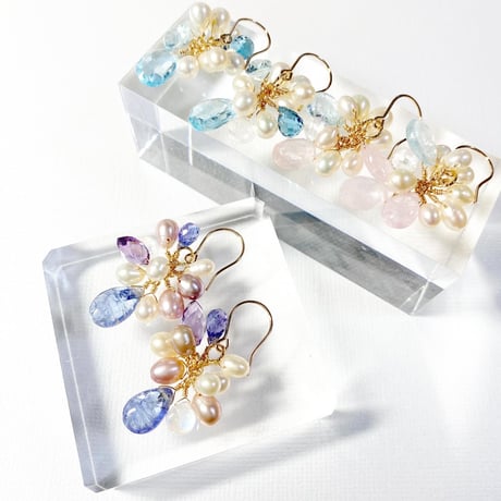Bluetopaz×Pearl/ピアス イヤリング
