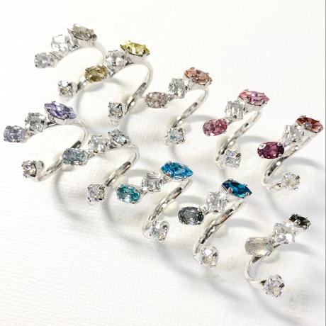 coffret gemstones/フォークリング 11号〜12号(✣シルバーカラー金具)