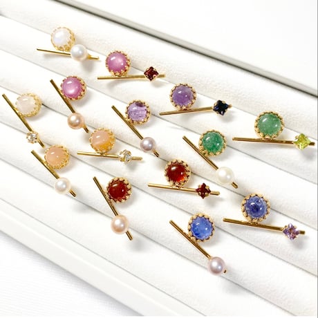 Twig gemstones/ピアス イヤリング (✣ゴールドカラー金具)
