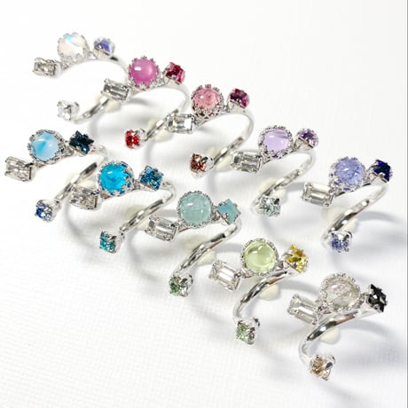 coffret gemstones/フォークリング 11号〜12号(✣シルバーカラー金具)