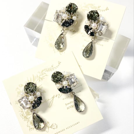 ovale Bijoux/ピアス イヤリング(✤クリスタルグレー)